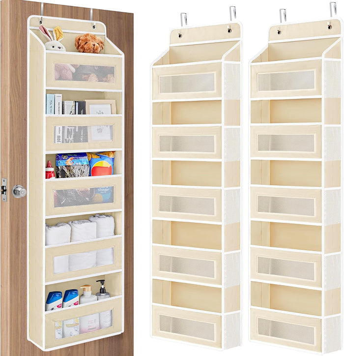 JARLINK Over The Door Organizer Storage, 5 Shelf Hanging Door Organizer with 5 Large Capacity Pockets, Anti Tilt 44 lb Load Behind Door Storage for Bedroom, Bathroom, Pantry, Nursery, (Grey)