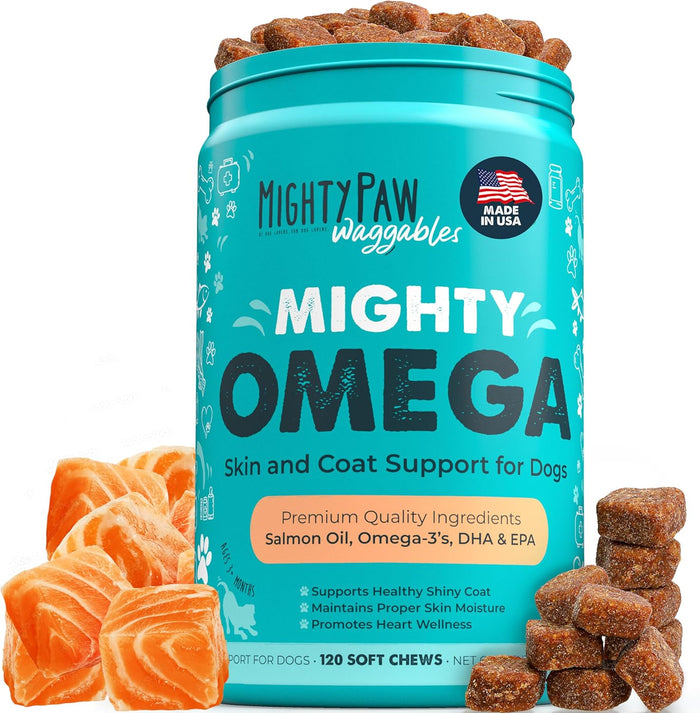 Mighty Paw Waggables Allergy Immune + Itch (Made in The USA) -Dog Chews Anti-Itch for Dogs. Allergy Support Vitamins for Skin and Coat Allergies. Omega 3 & Quercetin for Pets 120 Ct