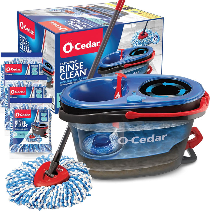 O-Cedar RinseClean Spin Mop & Bucket System | Clean with Clean Water | Removes 99% of Bacteria