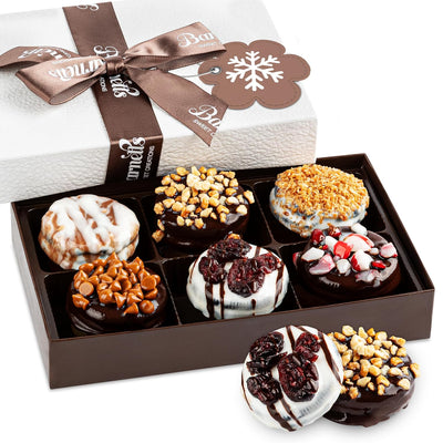 Barnetts Christmas Holiday Thanksgiving 6 Chocolate Cookies Gift Basket, Gourmet Chocolate Covered Candy Gifts for Food Delivery, Spring Candy Treats Baskets Ideas for Dad, Husband, Brother, Son, Grandfather, Father, Grandmother, Daughter, Mother, Grandma