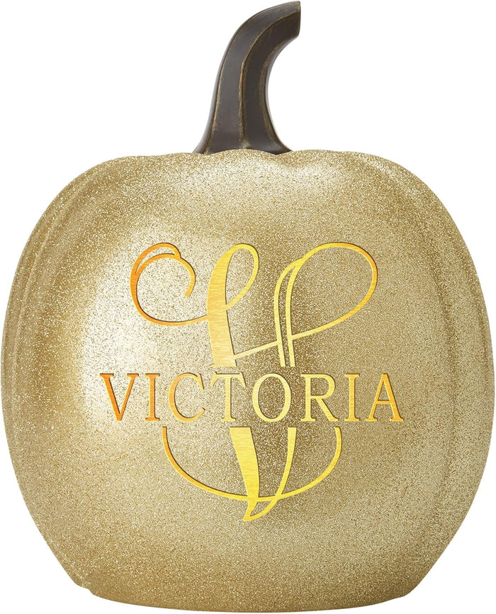 Let's Make Memories Personalized Light Up Pumpkin Decor Outdoor - Your Name & Initial on a Custom Pumpkin - Halloween Fall Decoration - Jack o Lantern - Outside or Inside - XL - Orange