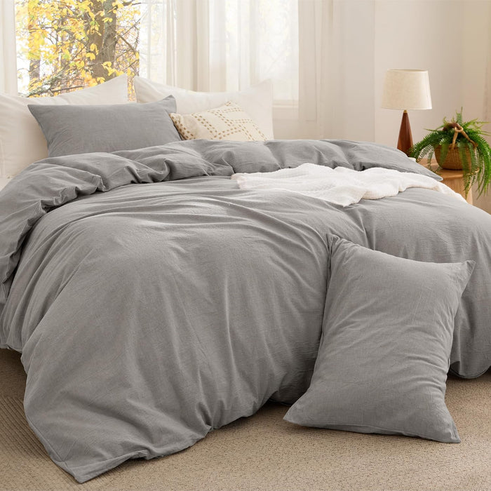 Bedsure Comforter Set Queen Size Grayish Olive Green - Cotton Fabric with Microfiber Inner Fill, Queen Comforter Set for All Seasons, 3 Pieces, 1 Comforter (90"x90") and 2 Pillow Cases (20"x26")