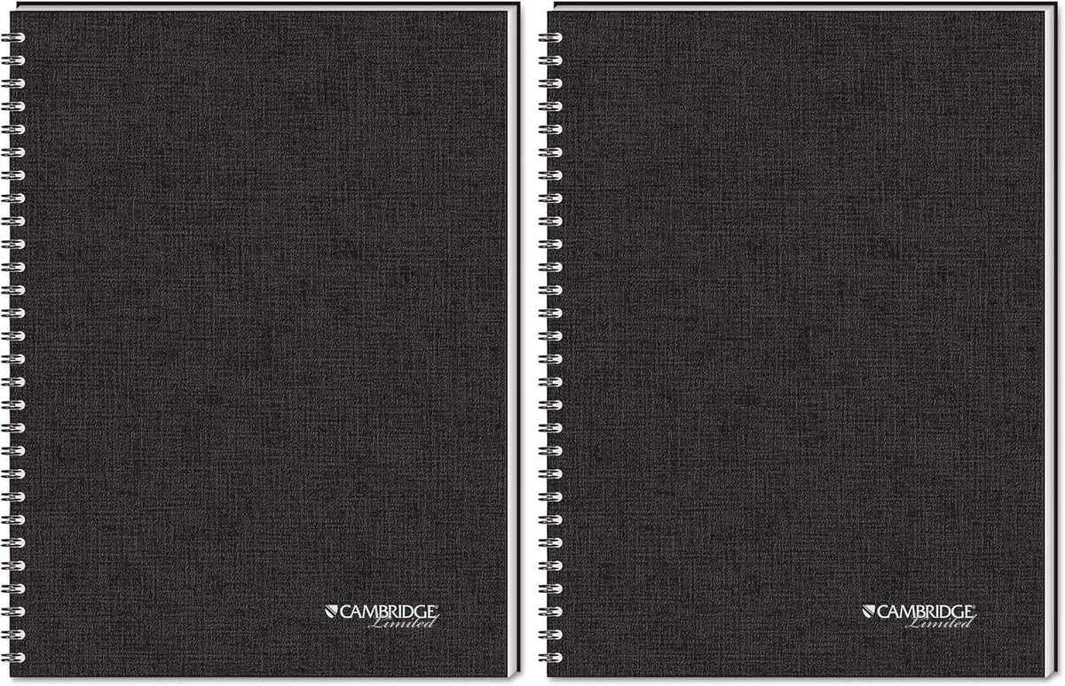 Cambridge Limited Business Notebook, Legal Ruled Paper, 5" x 8", 80 Sheets, Flexible Soft Touch Cover, Wirebound, Black (06074)