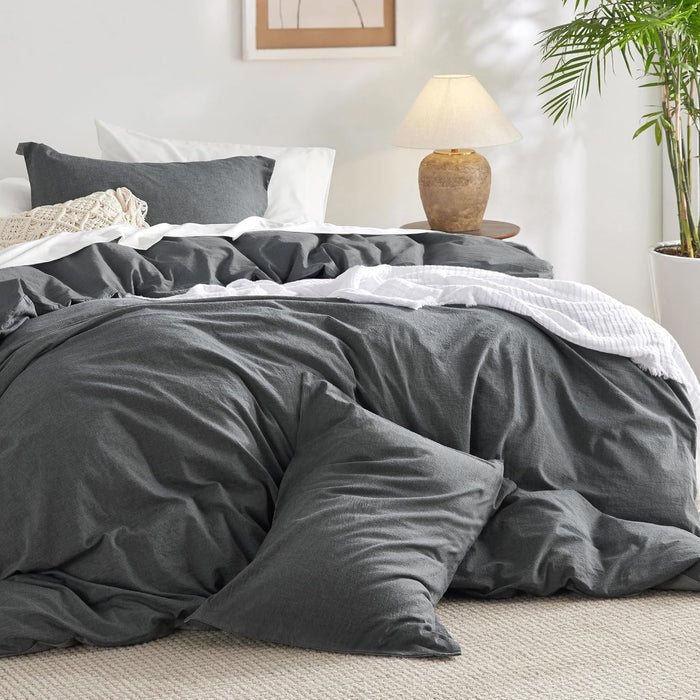 Bedsure Comforter Set Queen Size Grayish Olive Green - Cotton Fabric with Microfiber Inner Fill, Queen Comforter Set for All Seasons, 3 Pieces, 1 Comforter (90"x90") and 2 Pillow Cases (20"x26")