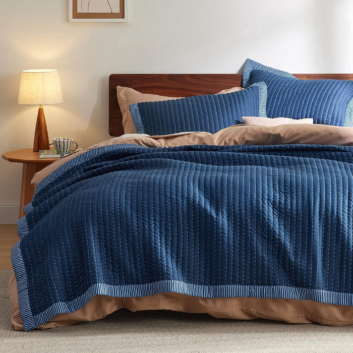 Bedsure Quilts Queen Size - Queen Quilt Bedding Set Bedspread Coverlet Comforter, Lightweight Corduroy Pattern Bedspread, 3-Piece Set with 90"x96" Coverlet & 2 Pillow Shams, All-Season Soft Microfiber
