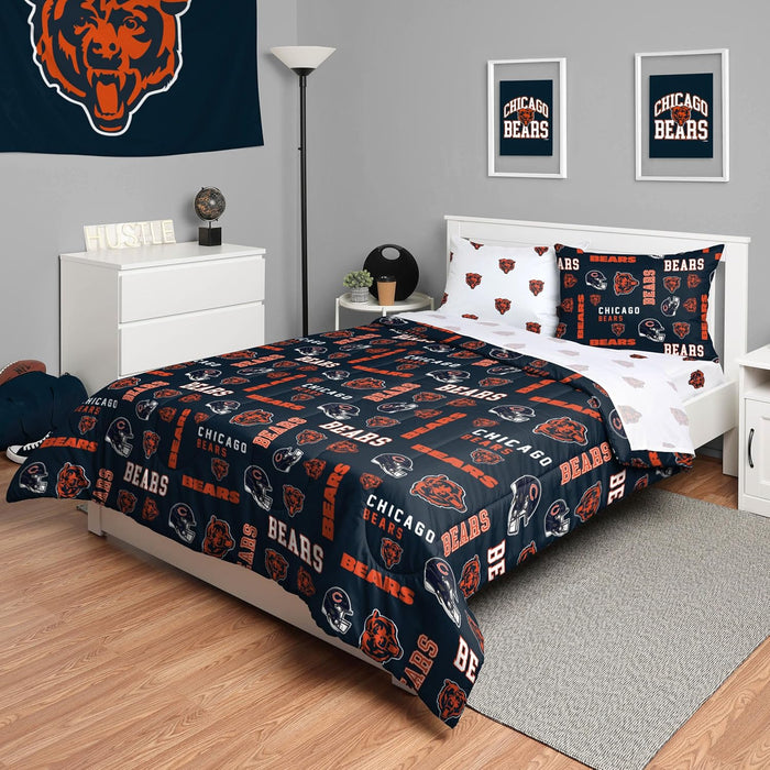 FOCO Unisex-Adult NFL Team Logo Bed in a Bag Comforter, Sheets, Pillow Cases Bedding 5-Piece Set