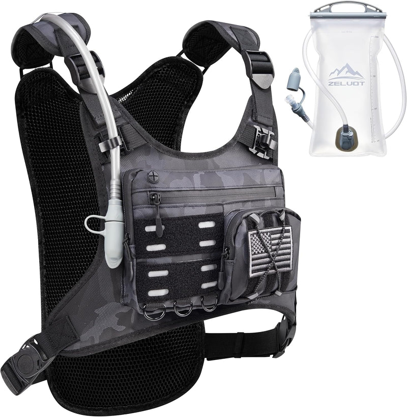 Running Vest with 2L Water Bladder, USA Original Patent, Lightweight Adjustable Chest Pack with Gear Holder, Reflective Running Hydration Vest for Men Women for Marathon