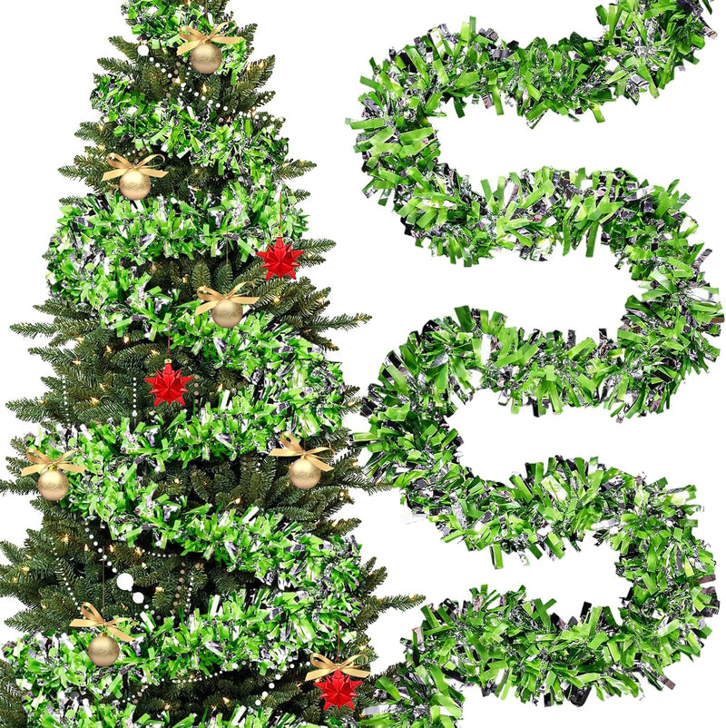 177 Feet Christmas Tinsel Garland Metallic Shiny Hanging Christmas Tree Tinsel Garland Ornaments for Indoor Outdoor Party Wedding Holiday(Red Green Gold)