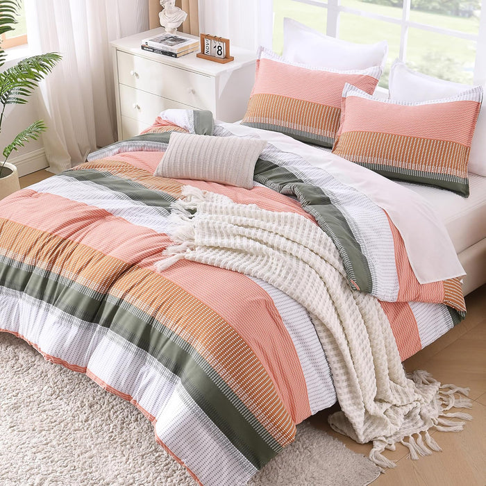 Litanika Full Size Comforter Sets Black White Grey - 3 Pieces Lightweight Bedding Set, All Season Down Alternative Comforter (1 Comforter, 2 Pillowcases)