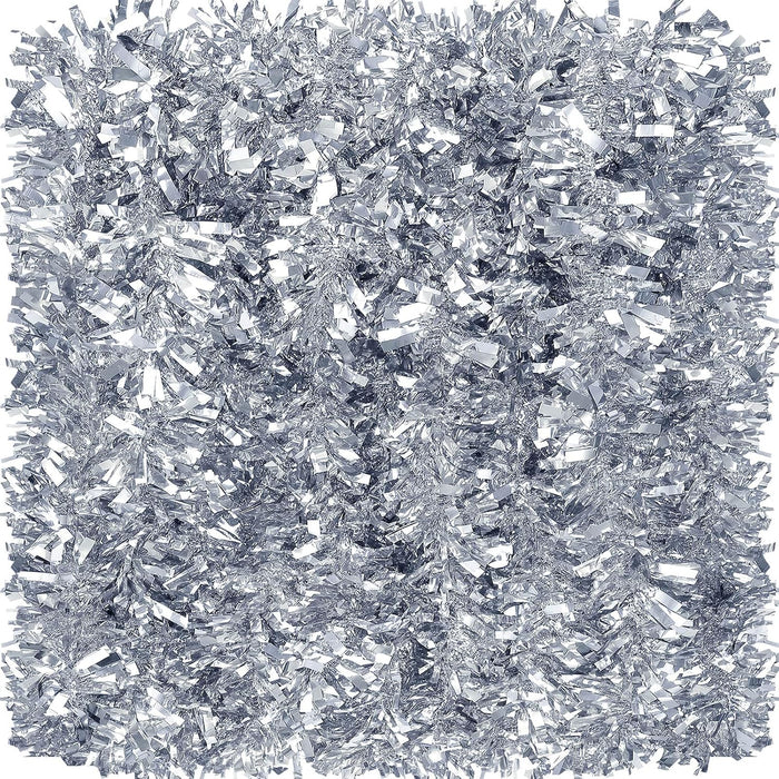 Dingion 59 Feet Christmas Tinsel Garland Metallic Twist Ornaments Hanging Glitter Xmas Garland for Christmas Tree Indoor Outdoor Decoration Party Supplies(Silver, Red, Green)