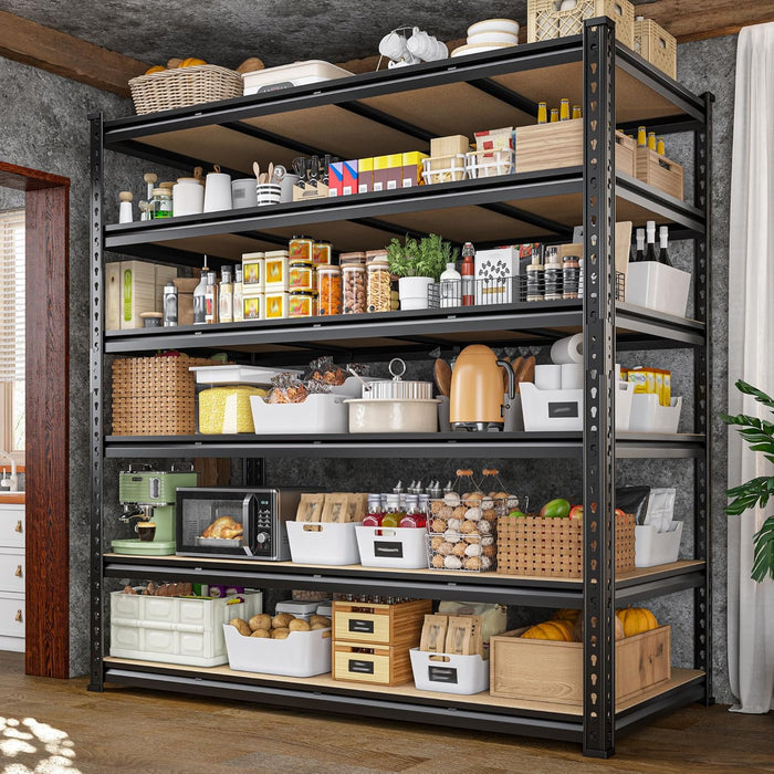 55" W Storage Shelves, 2550LBS Garage Shelving Heavy Duty, 5-Tier Heavy Duty Shelving, Adjustable Metal Shelving Unit for Garage, Warehouse, Pantry, Kitchen, 55" W × 24" D × 72" H, Black