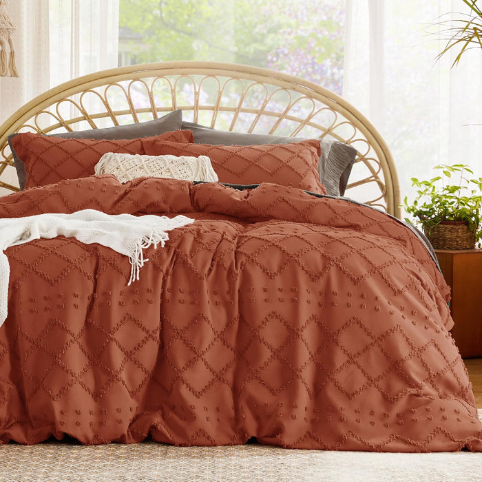 Bedsure Boho Duvet Cover Queen Size - White Breathable & Soft Boho Bedding, Machine Washable Comforter Cover for All Seasons, Includes 1 Duvet Cover 90"x90" with 2 Pillow Shams & Zipper Closure