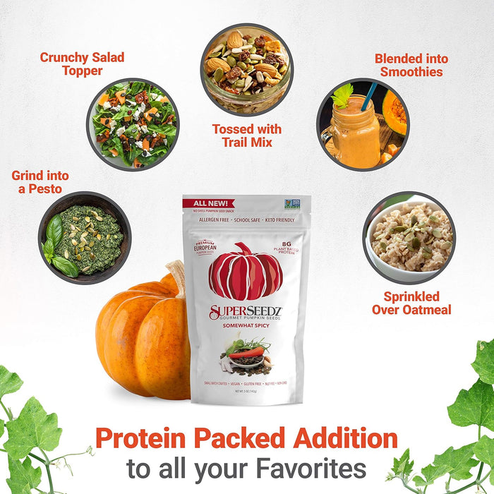 Super Seedz Seed Pumpkin Somewhat Spicy 5 Ounce - Pack of 2