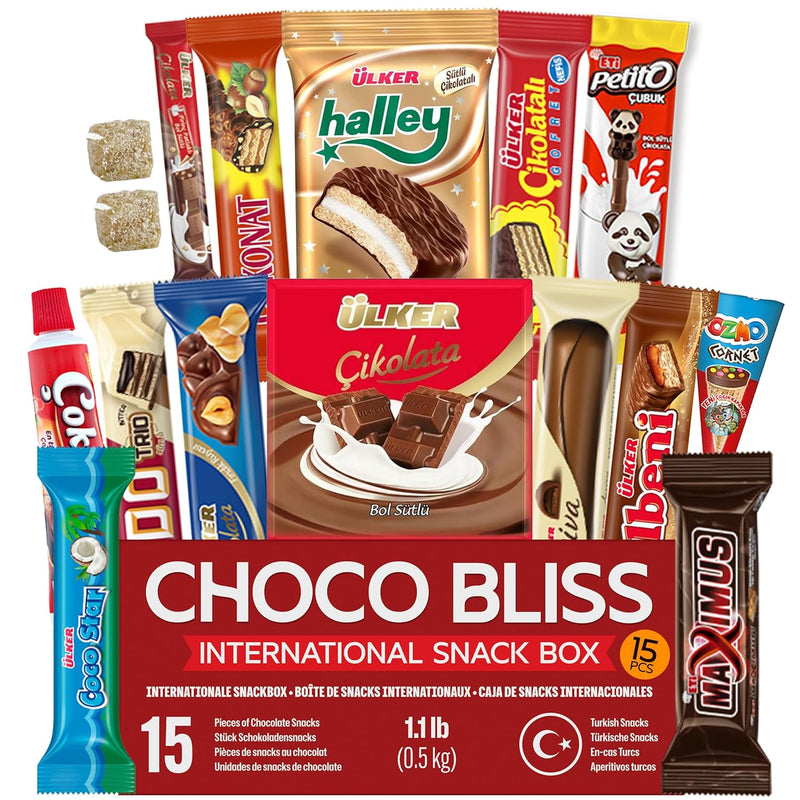 Eastanbul International Snack Box, 30 Chocolate Assortment Bars, Turkish Exotic Snacks, Assorted Candy Variety Pack of Foreign Snacks Exotic Candy Box of Assorted Chocolate