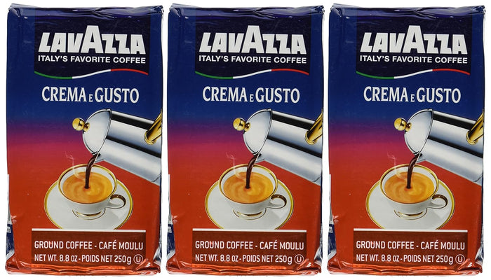 Lavazza Crema e Gusto Ground Coffee, Medium Roast, Arabica and Robusta Blend, 8.8 oz Brick (Pack of 4)
