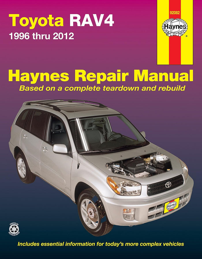 Toyota RAV4 (96-12) Haynes Repair Manual (Does not include information specific to RAV4 EV (Electric Vehicle ) models. Includes thorough vehicle coverage apart from the specific exclusion noted)