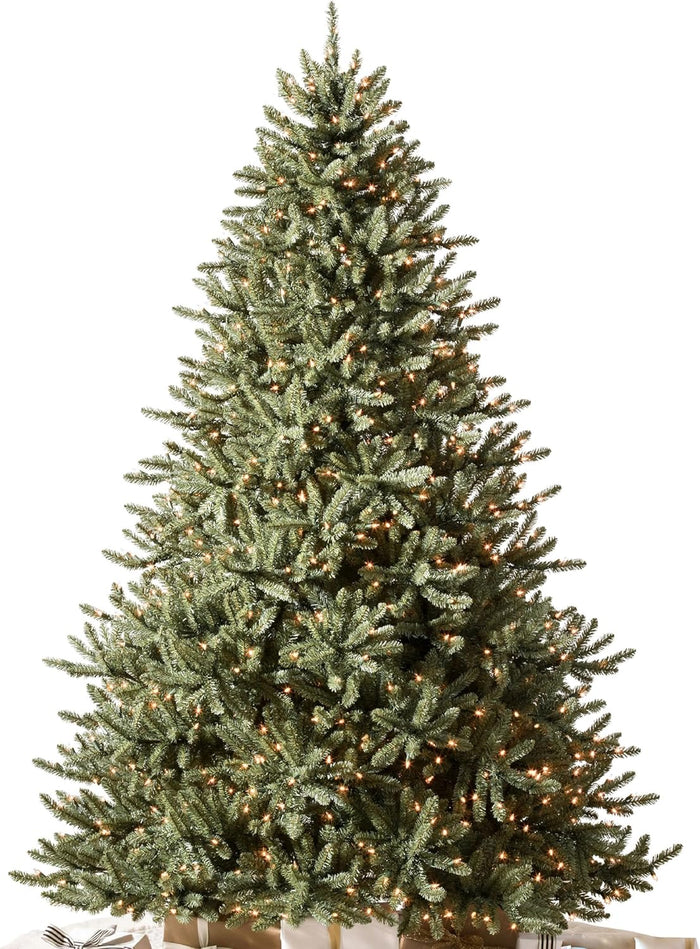 Balsam Hill 4.5ft Pre-Lit Classic Blue Spruce - Artificial Christmas Tree with 300 Clear Incandescent Lights, Easy Plug Technology, Premium Stand & Storage Bag for Indoor Holiday Decorating