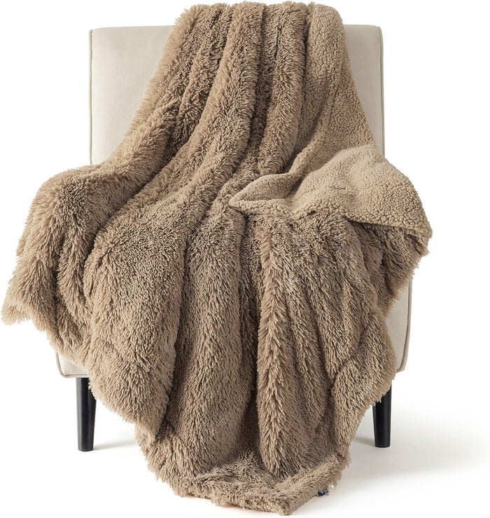 Bedsure GentleSoft Fluffy King Size Blanket for Bed, Faux Fur Fuzzy Minky Couture Warm Blanket for Winter, Thick Plush Sherpa Fleece Oversized Winter Bedding Cozy Gifts for Room, 108x90, Tie Dye Grey