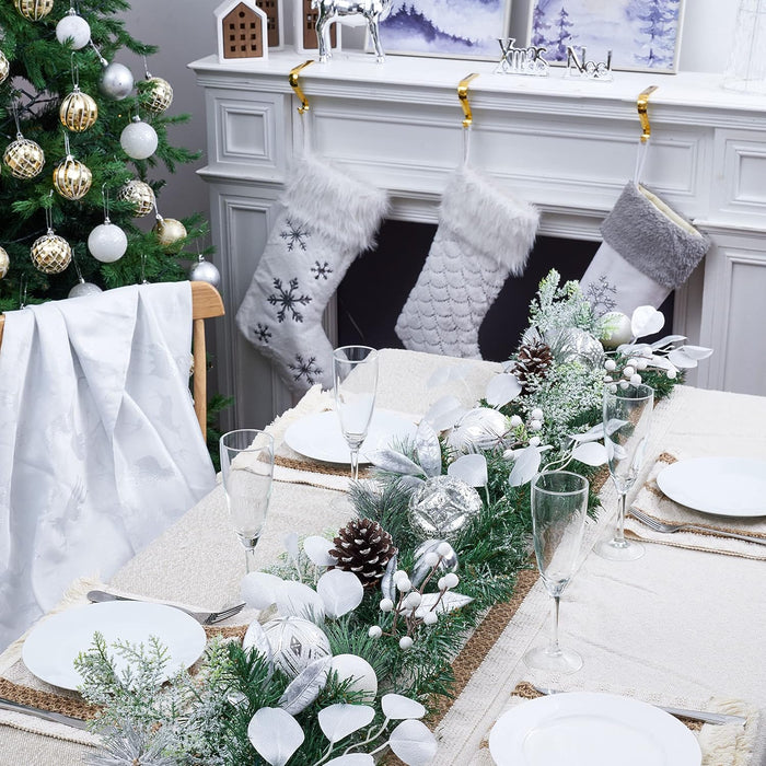 Valery Madelyn 6 Feet Pre-Lit Christmas Garland with Lights for Mantle, Lighted Outdoor Xmas Garland with Snowy White Ball Pinecones for Home Stairs Fireplace Table Centerpiece Indoor Holiday Decor