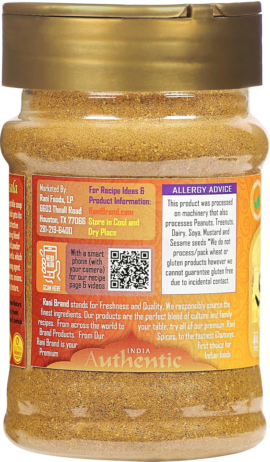 Rani Sambar Masala (Lentil Soup Spice Blend) 3oz (85g) PET Jar ~ All Natural | Vegan | No Colors | Gluten Friendly | NON-GMO | Kosher | Indian Origin
