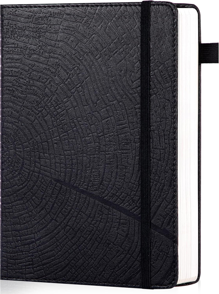 CAGIE Lined Journal for Men Women, Tree Growth Ring Leather Bound Journal Notebook, 256 Pages 100 GSM Journals for Writing, A5 Hardcover Journaling Notebooks for Work, Note Taking