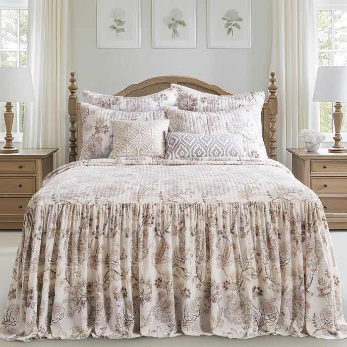 Levtex Home - Ophelia Blush Comforter Set - King Comforter + Two King Pillow Cases - Floral - Taupe Grey Cream Blush - Comforter (106 x 94in.) and Pillow Case (36 x 20in.)