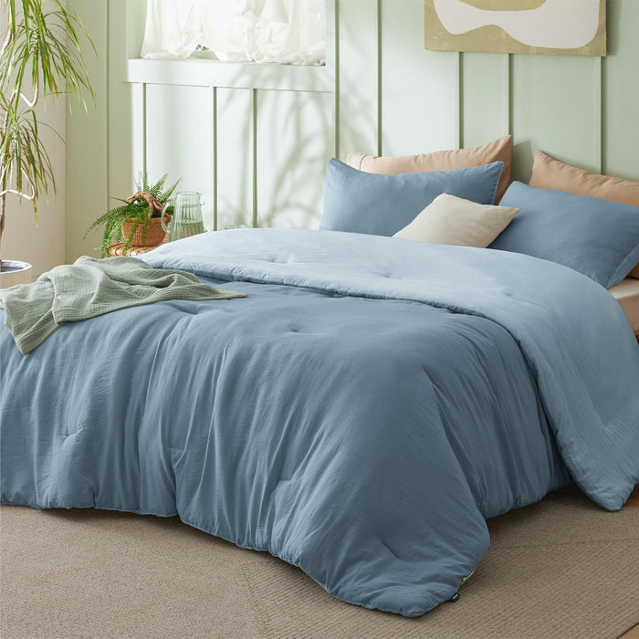 Bedsure Queen Size Comforter Set, Reversible Grey Soft Prewashed Bedding for All Seasons, 3 Pieces Warm Down Alternative Bed Set, 1 Lightweight Comforter (90"x90") and 2 Pillowcases (20"x26")