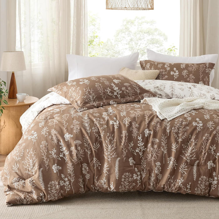 Bedsure Queen Comforter Set - Sage Green Bed Set, 3 Pieces Cute Floral Bedding, 1 Soft Reversible Botanical Flowers Comforter and 2 Pillow Shams