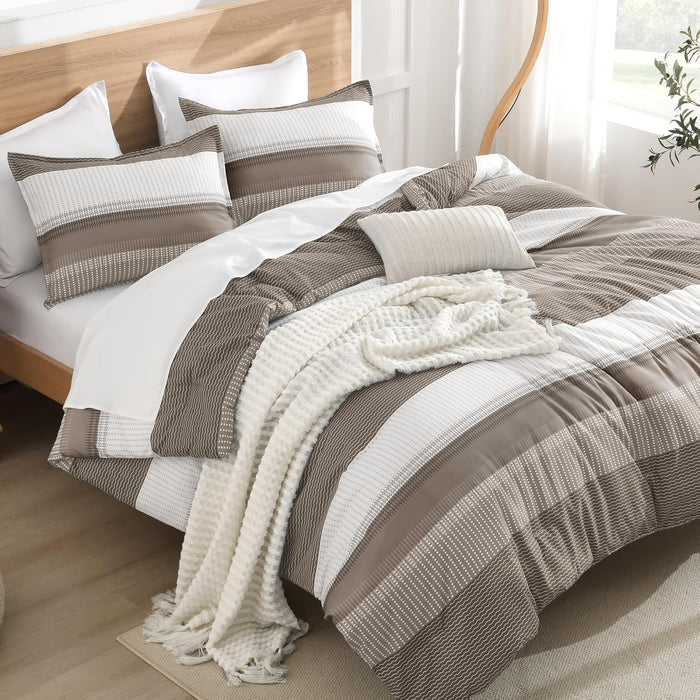 Litanika Full Size Comforter Sets Black White Grey - 3 Pieces Lightweight Bedding Set, All Season Down Alternative Comforter (1 Comforter, 2 Pillowcases)
