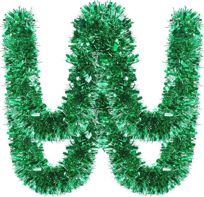 Dingion 59 Feet Christmas Tinsel Garlands Metallic Twist Garland Hanging Garland Ornaments for Halloween Christmas Tree Party Supplies Indoor and Outdoor Decoration(Shinny,White)