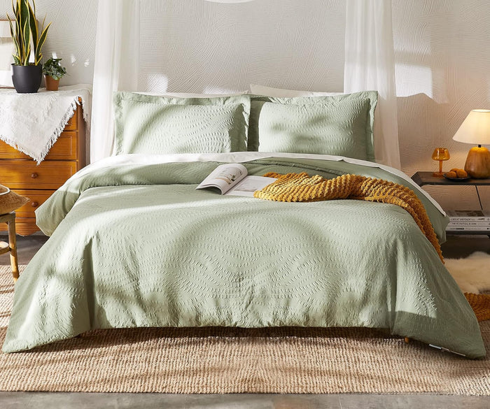 Geniospin Queen Comforter Set - 7 Pieces Purple Bedding Set, Botanical Textured Fall Comforter Set, All Season Comfortable Bed in a Bag with Comforter, Sheets, Pillowcases & Shams