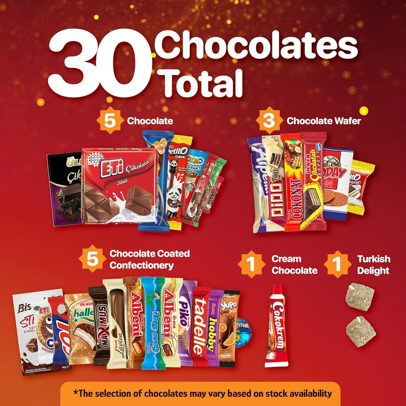 Eastanbul International Snack Box Gift Set, 55 Premium Foreign Snack and Chocolate Bars, Turkish Exotic Gourmet Gift Box, Chocolate Candy Variety Pack