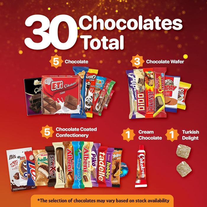 Eastanbul International Snack Box Gift Set, 55 Premium Foreign Snack and Chocolate Bars, Turkish Exotic Gourmet Gift Box, Chocolate Candy Variety Pack