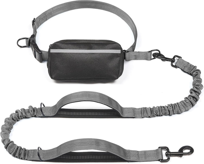 iYoShop Hands Free Dog Leash with Zipper Pouch, Dual Padded Handles and Durable Bungee for Walking, Jogging and Running Your Dog (Large, 25-120 lbs, Lavender)