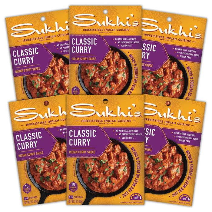 Sukhi's Indian Curry Sauce - Coconut Curry Sauce 3oz (Pack of 6) 84 Servings - Gluten Free Indian Sauce Indian Simmer Sauce