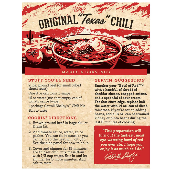 Carroll Shelby's Original Texas Brand Chili Kit 3.65oz Box (Pack of 2)