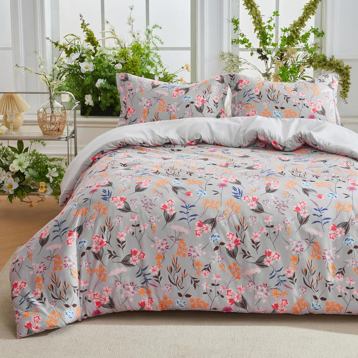Joiedomi Full Size Comforter Set Olive Green, 3 Pieces Floral Full Bedding Set with 1 Soft Reversible Botanical Comforter and 2 Pillow Shams, Bed in a Bag for All Seasons