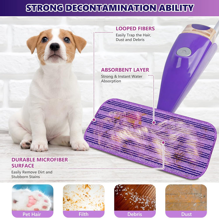 Reusable Mop Pads Compatible with Swiffer Wet Jet, Wet Jet Pads Refills for Swiffer Mop, 4 Pack Microfiber Replacement Pads for Hardwood Floor Cleaning, Dry Wet Mopping Cloths for 12" Wet Jet Refill