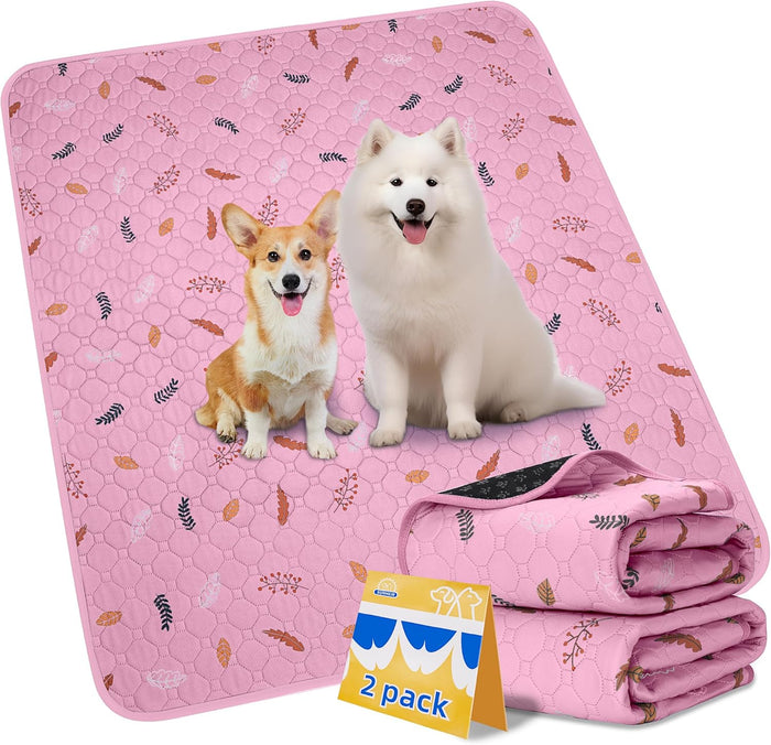 Sunheir Washable Pee Pads for Dogs , Thick Heavy Absorbency Reusable, Prevent Leakage, Waterproof , Non-Slip Pee Pads for Puppy Playpen, Crate, Whelping Box, Potty Training, Grey, 2 packs