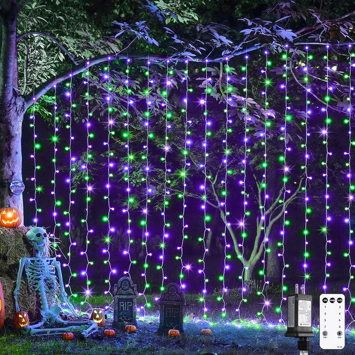 JMEXSUSS 300 LED Remote Control Curtain Lights, Plug in Fairy Curtain Lights Outdoor, Window Wall Hanging String Lights for Bedroom Backdrop Wedding Party Indoor Christmas Patio Dorm Decor, Warm White