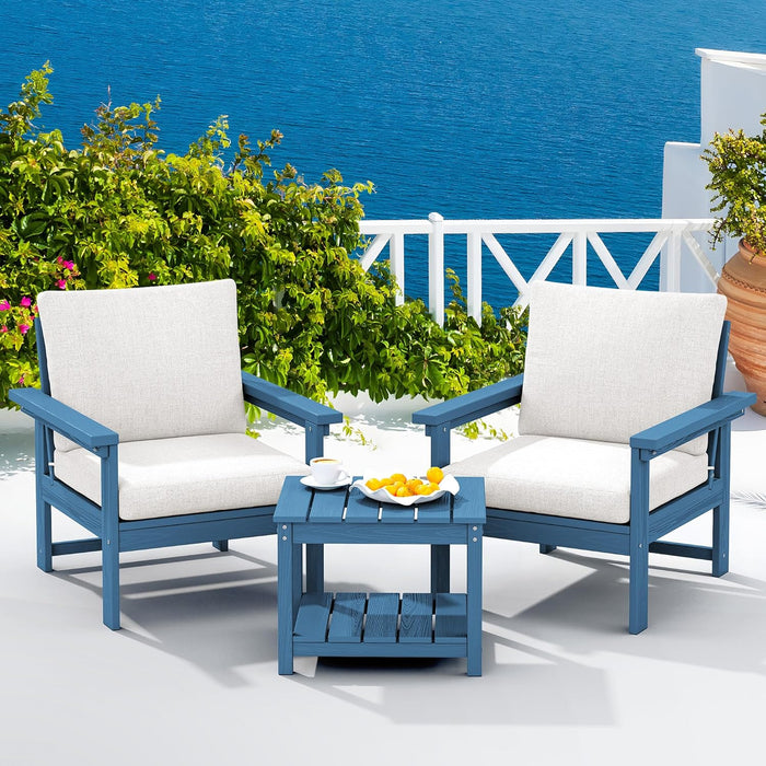 SERWALL HDPE Patio Furniture Set, 7-Piece Outdoor Sectional Sofa Set, All Weather Outdoor Couch Set for Deck, Lawn, Black Frame with Khaki Cushion
