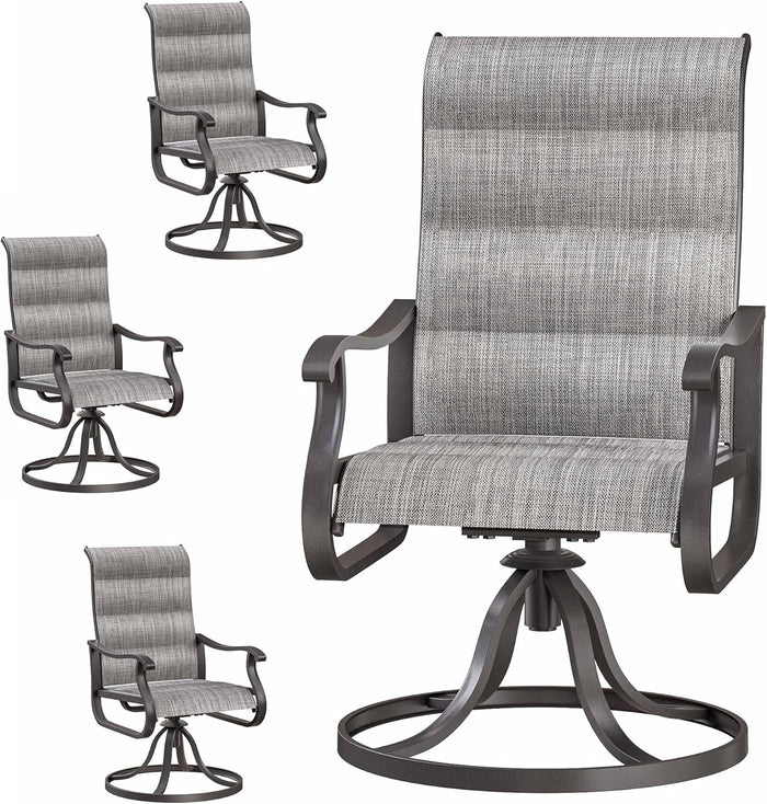 Patio Swivel Chairs Set of 2, Outdoor Dining Chairs with High Back, All-Weather Swivel Rocker Chair for Lawn, Porch or Garden (Brown)