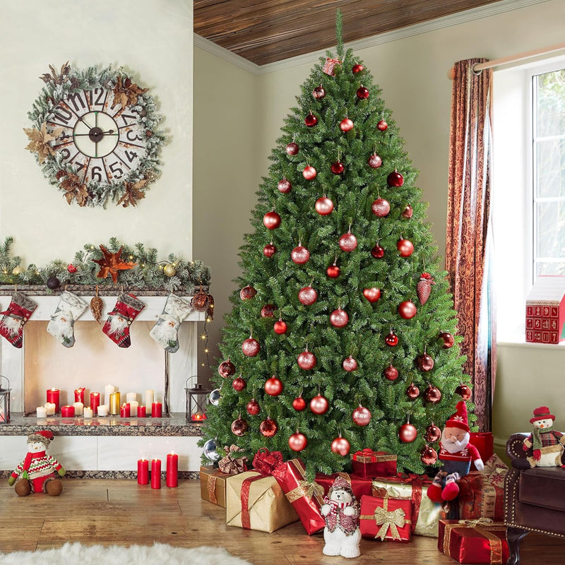 Yaheetech 7.5ft Premium Unlit Douglas Full Fir Christmas Tree with Foldable Stand Extra Thick Xmas Tree for Home Party Holiday Decoration with 2326 Branch Tips