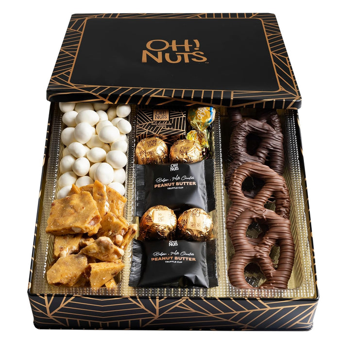 Oh! Nuts Chocolate Gift Basket – 6-Section Candy Tin with Premium Chocolate for Birthday, Anniversary, Corporate Gifts