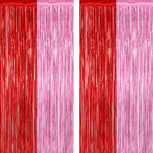 2 Pack Backdrop Curtains, 3.28 Feet x 7.05 Feet Sky Blue Tinsel Backdrop, Metallic Fringe Curtains Foil Tinsel Party Streamer, Winter Backdrop Happy Birthday Party Supplies