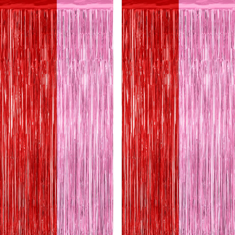 2 Pack Backdrop Curtains, 3.28 Feet x 7.05 Feet Sky Blue Tinsel Backdrop, Metallic Fringe Curtains Foil Tinsel Party Streamer, Winter Backdrop Happy Birthday Party Supplies