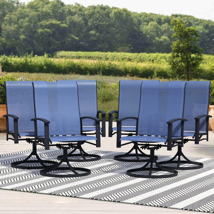 Outdoor Patio Swivel Dining Chairs Set of 4, All-Weather Swivel Rocker Chairs with Textilene High Back and Black Rust-Proof Metal Frame, Perfect for Patio, Lawn, Garden, or Backyard, Grey