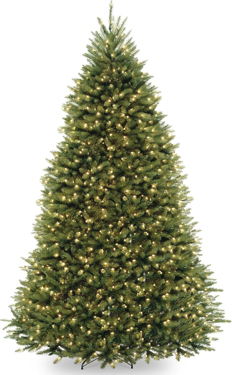 National Tree Company Pre-Lit Artificial Full Christmas Tree, Green, Dunhill Fir, Dual Color LED Lights, Includes Stand, 9 Feet