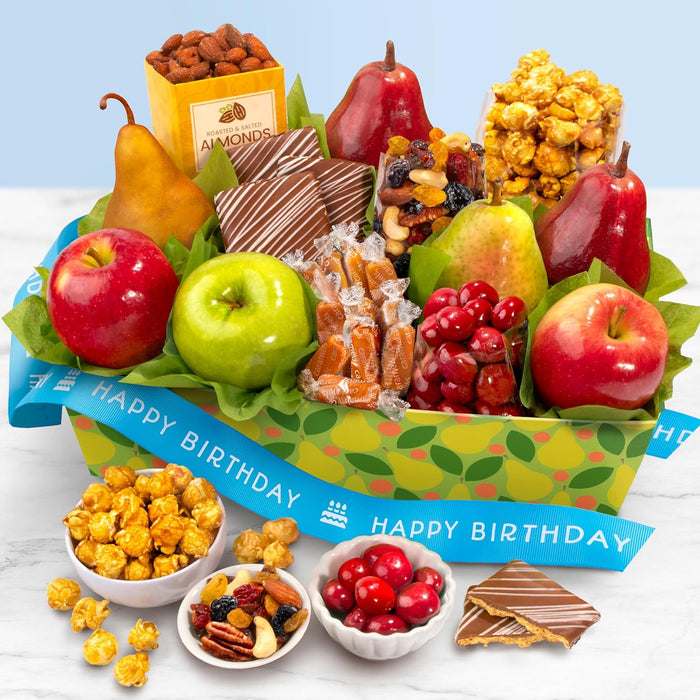 Happy Birthday Orchard Delight Fruit and Gourmet Gift Basket