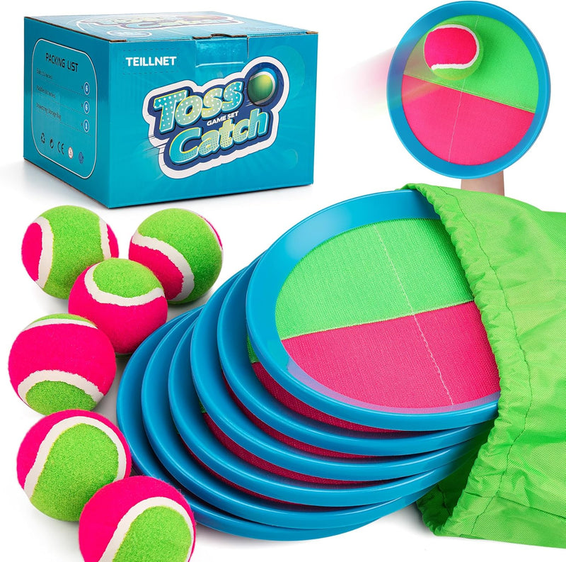 Toss and Catch Ball Set Upgraded - Family Games Kids Toys for Stocking Stuffers - Water-Resistant Great for Beach Pool Yard - Christmas Toys Gift for Boys Girls Teens 3 4 5 6 7 8 9 10 11 12+ Years